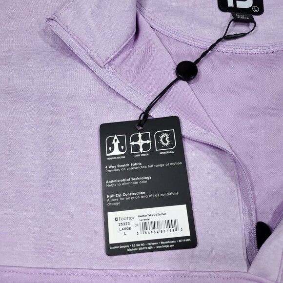 FootJoy Lavender Purple Heather Yoke 1/2 Zip Vest Performance Golf Men's Large - Picture 4 of 7